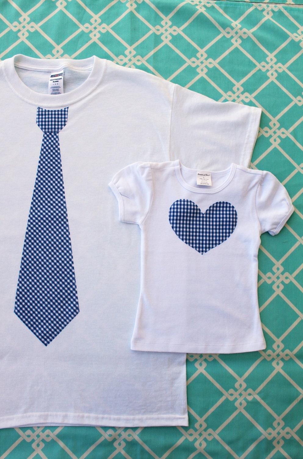 New Dad, Father's Day, Father Daughter SET of  Tie T-Shirt and Baby Girl / Daughter Heart Tee.  Set of 2.  Daddy's Little Girl Gift Set.