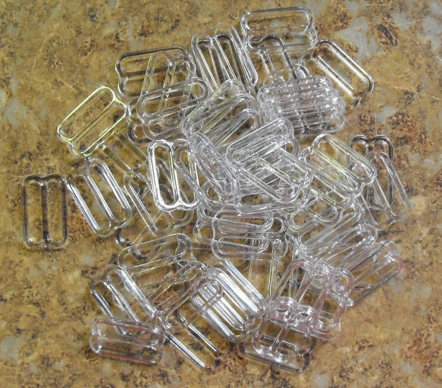 5/8" Clear Plastic Bra Sliders. Pack of 25. Great for headbands.