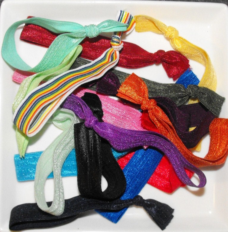 Pack of 15 No Crease, No Pull Elastic Hair Ties (Various colors)