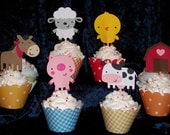 12 Farm Barnyard Buddies Cupcake Toppers Picks ... Paper Pieced ... choose one or any combination of different picks Il_170x135