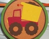 Construction Happy Birthday Banner ... Dump Trucks ... red yellow blue orange green ... MADE TO ORDER ... ... panels adjustable Il_170x135