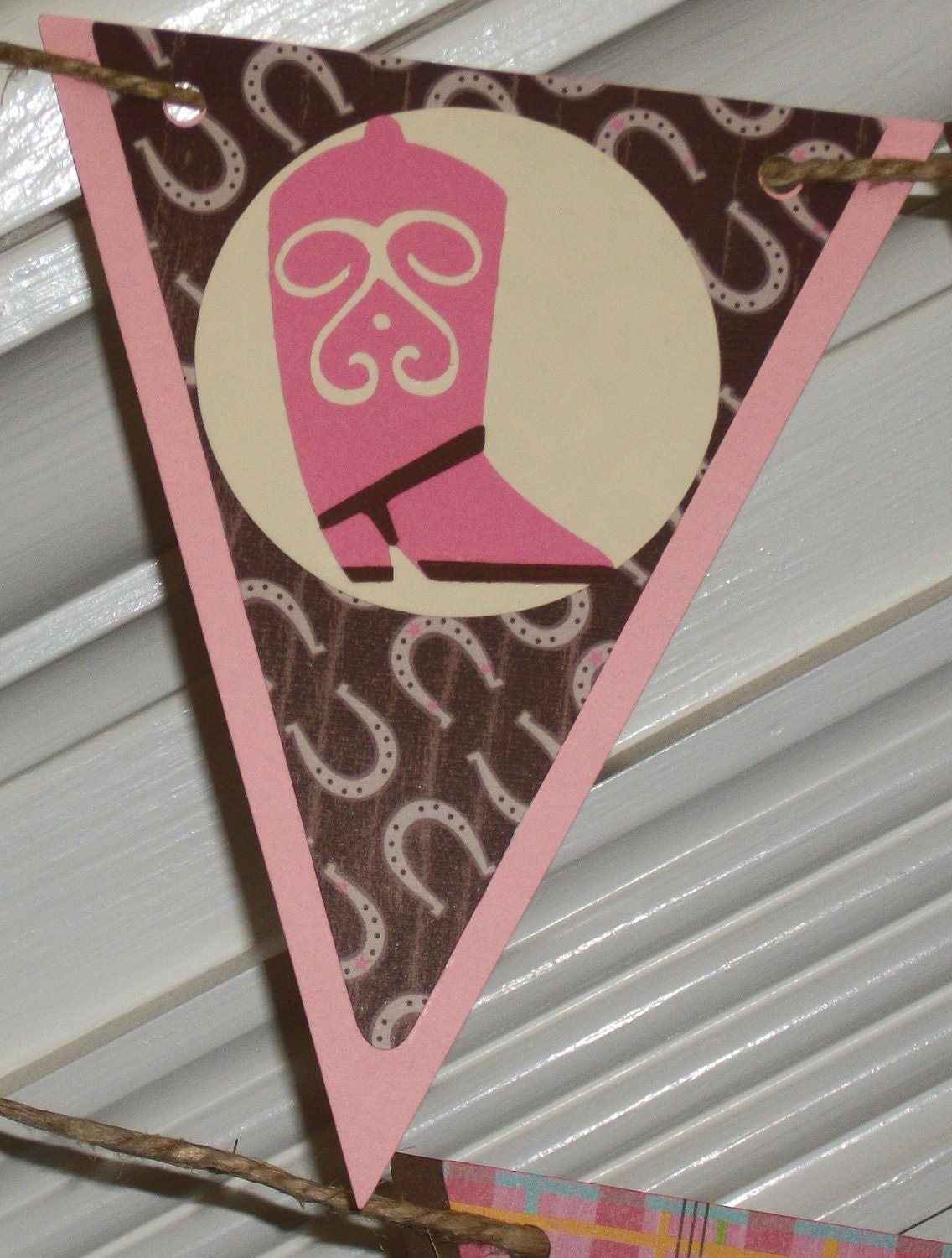 Western / Cowgirl Themed Happy Birthday Banner ... MADE TO ORDER ... pink green brown... paisley plaid ... adjustable Il_170x135