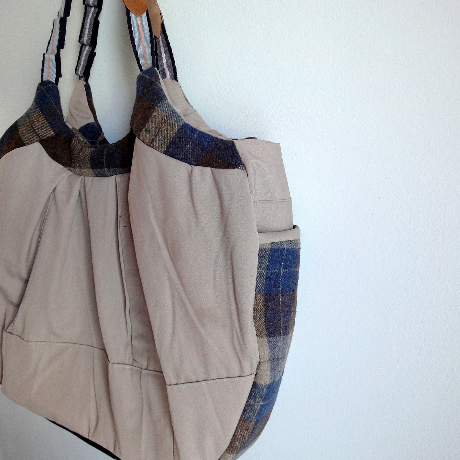 Luxury All Weather Weekender, Upcycled Travel Bag, Eco-Friendly Oversized Plaid Tote