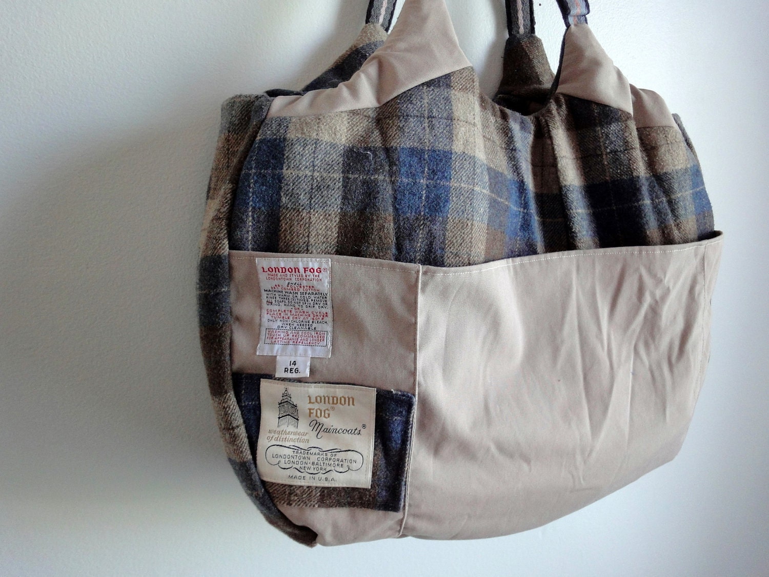 Luxury All Weather Weekender, Upcycled Travel Bag, Eco-Friendly Oversized Plaid Tote