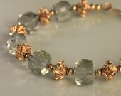 Light Green  Amethyst - Prasiolite - Bracelet in Gold  Small   or Medium Wrist
