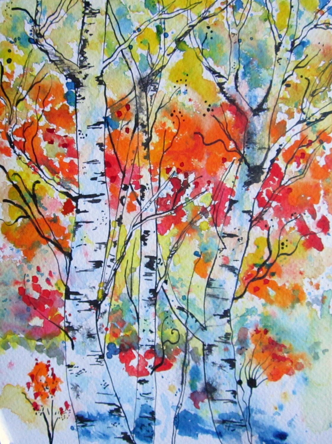 8 x 10  Autumn Abstract  GICLEE PRINT Bright Alders Signed Art Print Autumn Dance