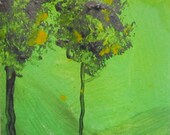 Green Abstract Lemon Tree Giclee Print 5 x 7 Signed Art Print