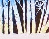 Black Winter Alders ACEO Limited Edtion Giclee Print Snow