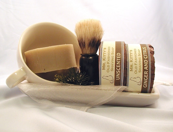 Old Fashioned Shaving Set - Cup, Soap and Brush - Gift Packaged