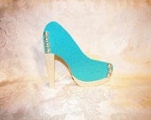 Blue and Cream Glitter High Heel Shoe Card Il_170x135