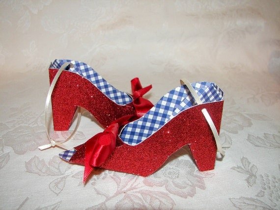 Wizard of Oz Ruby Slipper Paper Shoe Ornaments set of 2