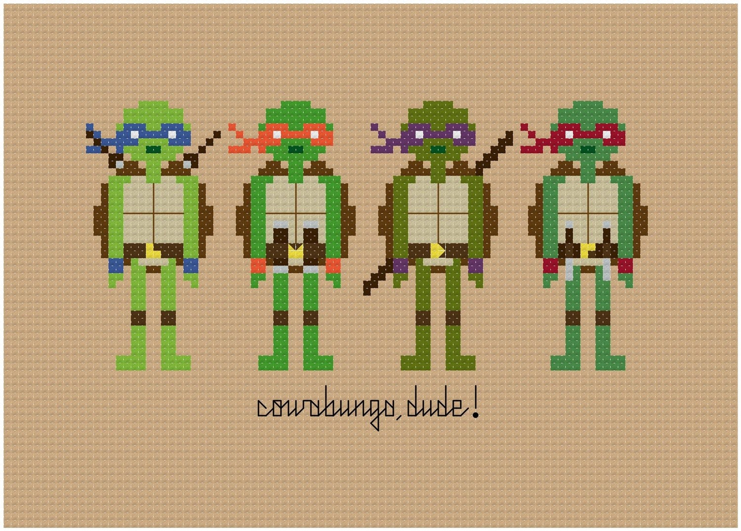 Pixel People - Teenage Mutant Ninja Turtles - PDF Cross Stitch Pattern - INSTANT DOWNLOAD