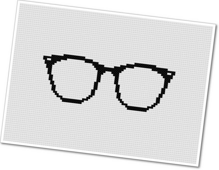 Horn Rimmed Glasses - PDF Cross Stitch Pattern - INSTANT DOWNLOAD