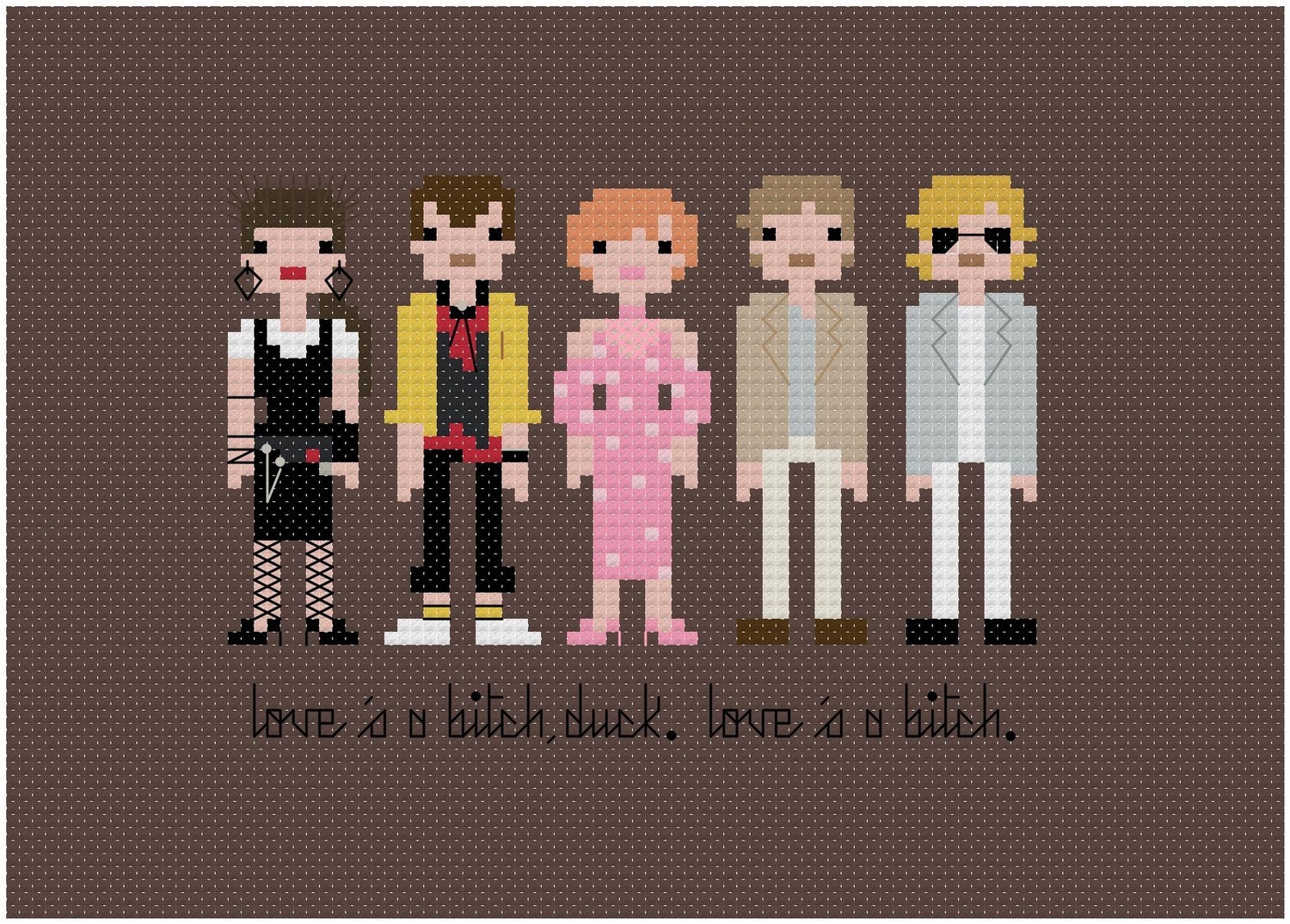 Pixel People - Pretty In Pink - PDF Cross Stitch Pattern - INSTANT DOWNLOAD