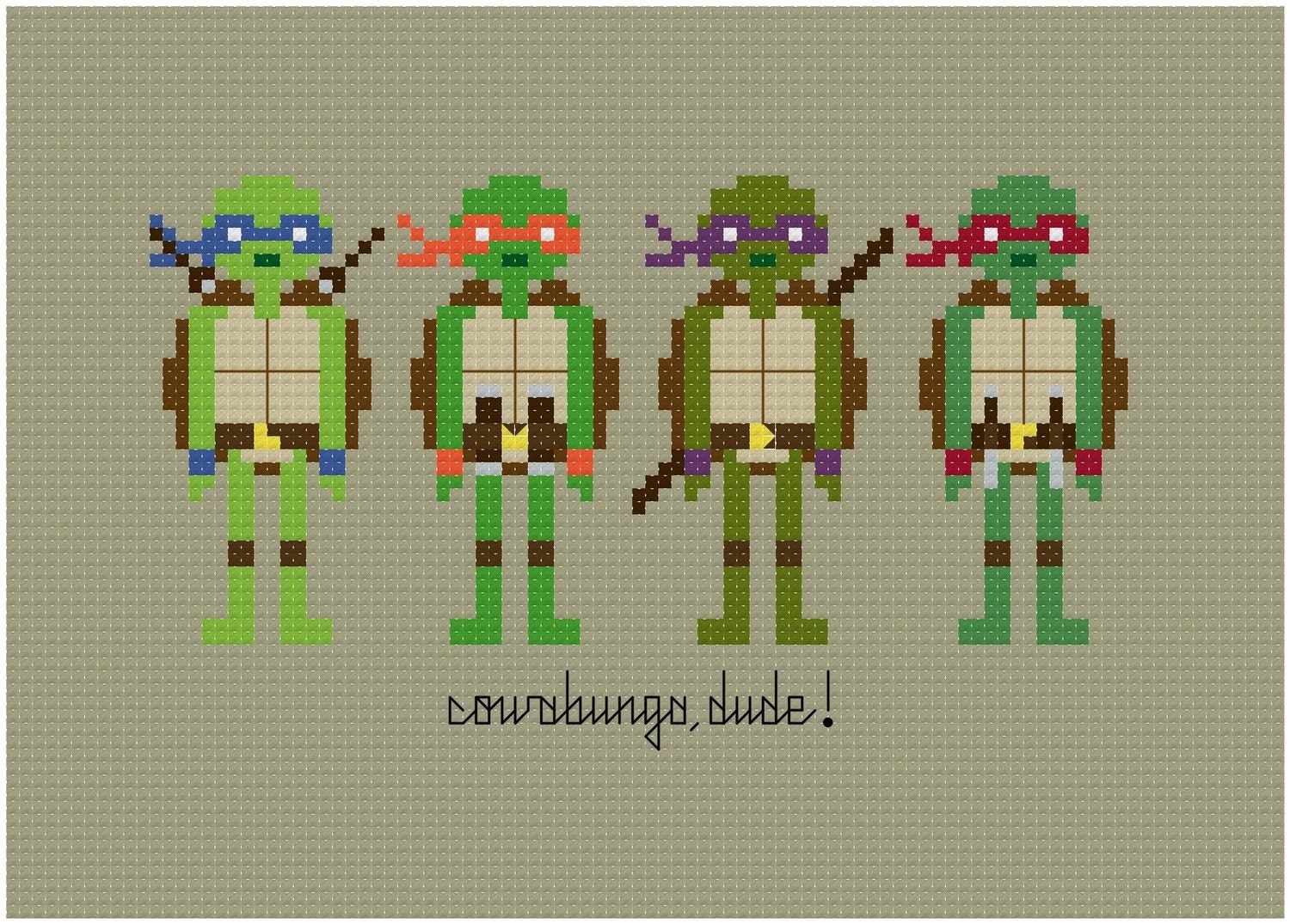 Pixel People - Teenage Mutant Ninja Turtles - PDF Cross Stitch Pattern - INSTANT DOWNLOAD