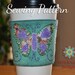 Coffee Cup Cozy Sleeve Sewing Pattern - Butterfly and Hearts Applique Design