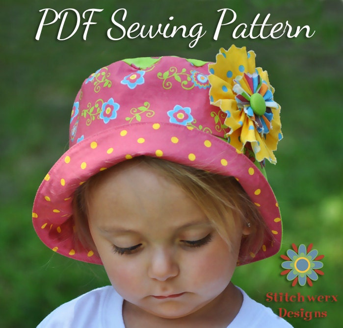 Bucket Hat PDF Sewing Pattern S107CHLD, Baby, Infant, Toddler, Child Hat Sewing Pattern