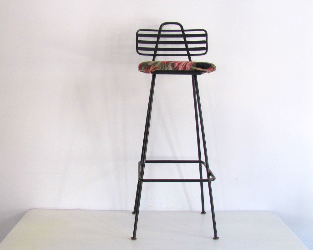 Reserved for Mah Mid Century Bar Stool Cast Iron Vintage Eames Era Chair