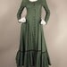Vintage 70s Alley Cat Betsey Johnson Prairie Dress Green Floral Velvet Trim XS S