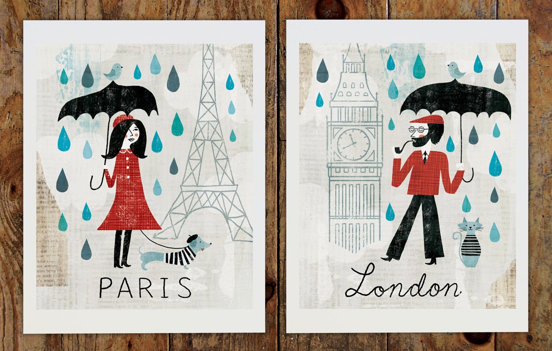 Rainy Day Paris & London 8x10 Art Prints