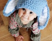 SALE 0 to 3m Newborn Bunny Hat Blue Baby Beanie Crochet Baby Hat Bunny Ears Blue White Rabbit Newborn Hat Infant Photo Prop Baby Shower Gift