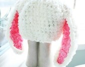 SALE 3 to 6m Baby Bunny Hat Baby Beanie Crochet Infant Baby Hat Cream Hot Pink Flopsy Rabbit Hat For Girls Infant Photo Prop