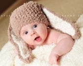 SALE 0 to 3m Brown Baby Hat Newborn Photography Prop Bunny Newborn Baby Hat Unisex Hat Boy Hat Bunny Hat Girl Hat Baby Shower Gift