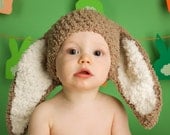 SALE 2T to 4T Kids Bunny Hat Beanie Animal Hat - Crochet Brown Toddler Hat Bunny Beanie Childrens Hat Bunny Ears Toddler Photo Prop