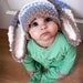 SALE 12 to 24m Baby Hat Bunny Hat Baby Boy Hat Stripe Beanie - Crochet Boy Toddler Hat Brown Blue Cream Rabbit Baby Hat Photo Prop