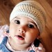 SALE 6 to 12m Summer Sun Hat Baby Stripe Hat Newsboy Beanie - Crochet Boy Stone Cream Blue Cotton Blend Brim Baby Hat Photo Prop