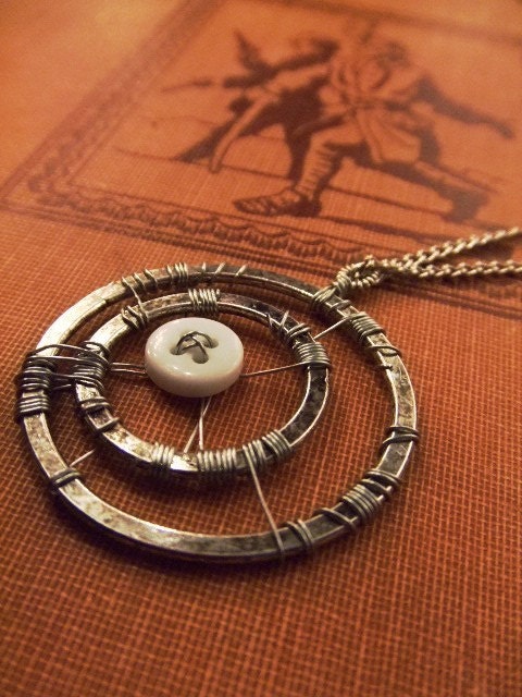 Circles - Wire Wrapped Button Pendant- Different Chain Lengths AvailablePink Elephant Jewelry