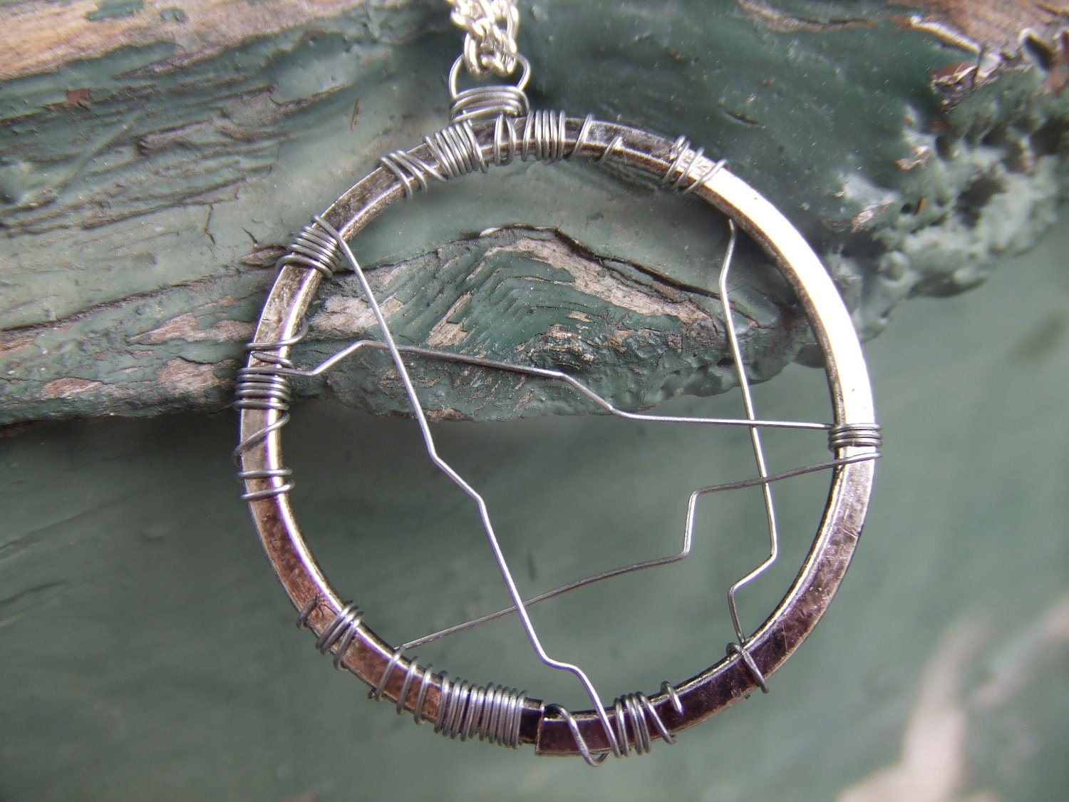 DreamCatcher Pendant Necklace in Silver WireWrap Boho- Different Chain Lengths AvailablePink Elephant Jewelry