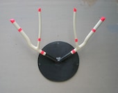Medium Antler Hook - Black/Ivory Stripes