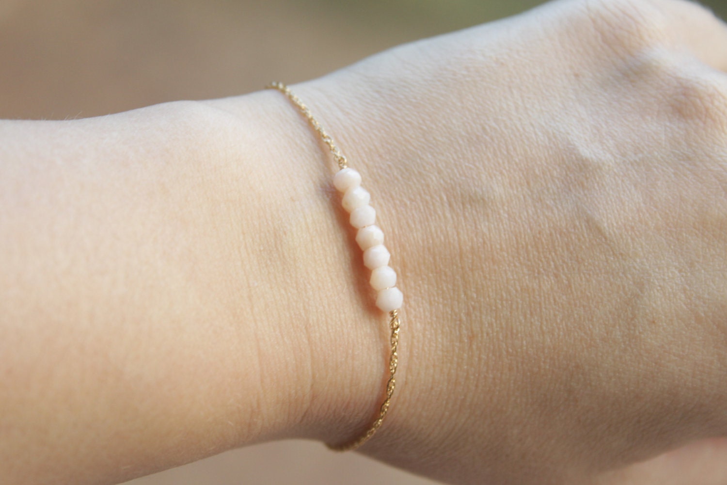 Pink peruvian opal bracelet - gold filled