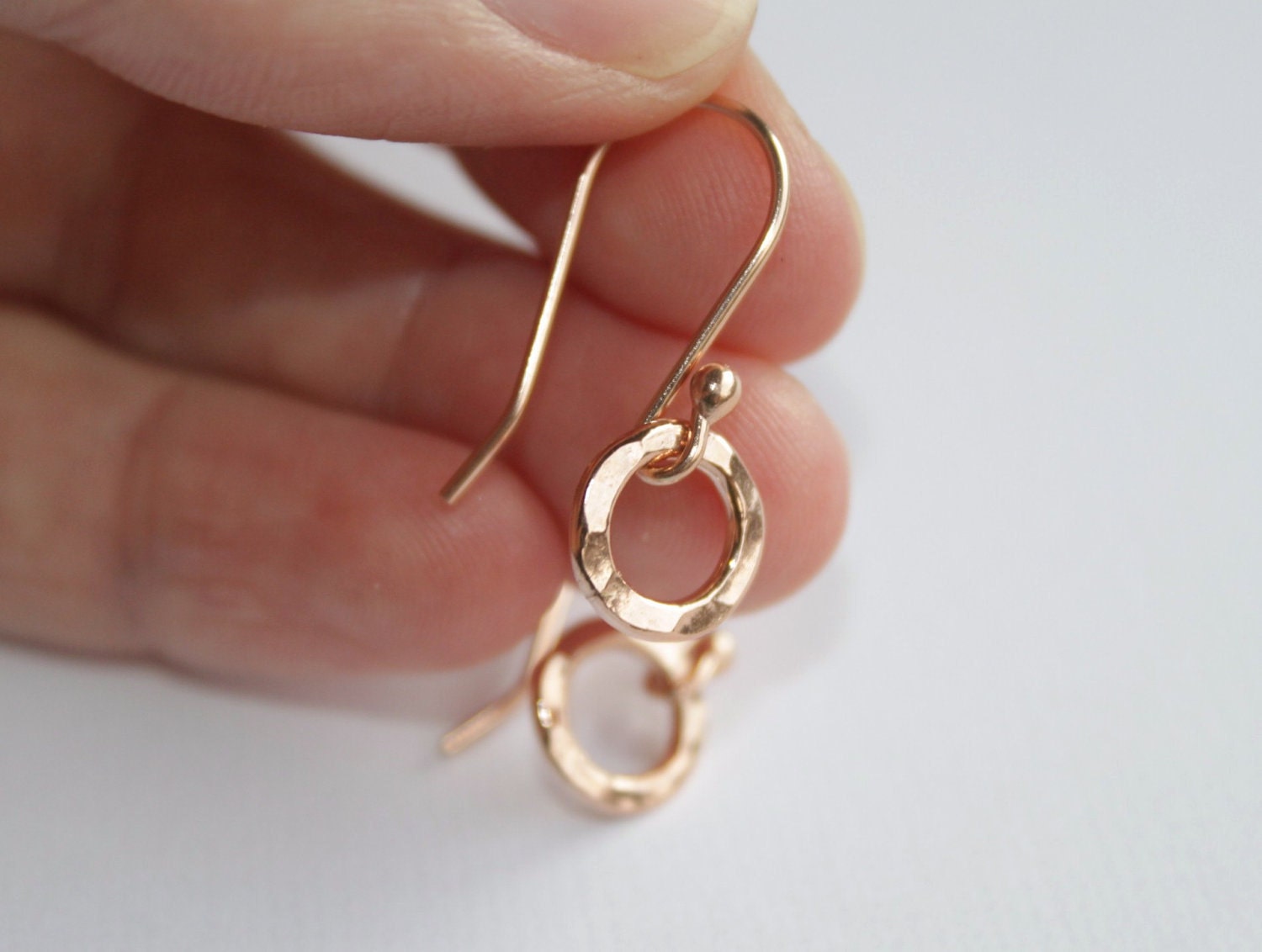 Rose gold circle earrings, eternity ring earrings, simple circle earrings, pink gold earrings, pink gold circle