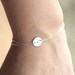 Personalized bracelet, Monogram bracelet - Sterling silver, sister, mothers gift, handstamped disc, silver chain bracelet