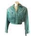 womens 80s vintage leather jacket rockabilly western punk rock Cropped Teal Suede Leather Jacket w Fringe