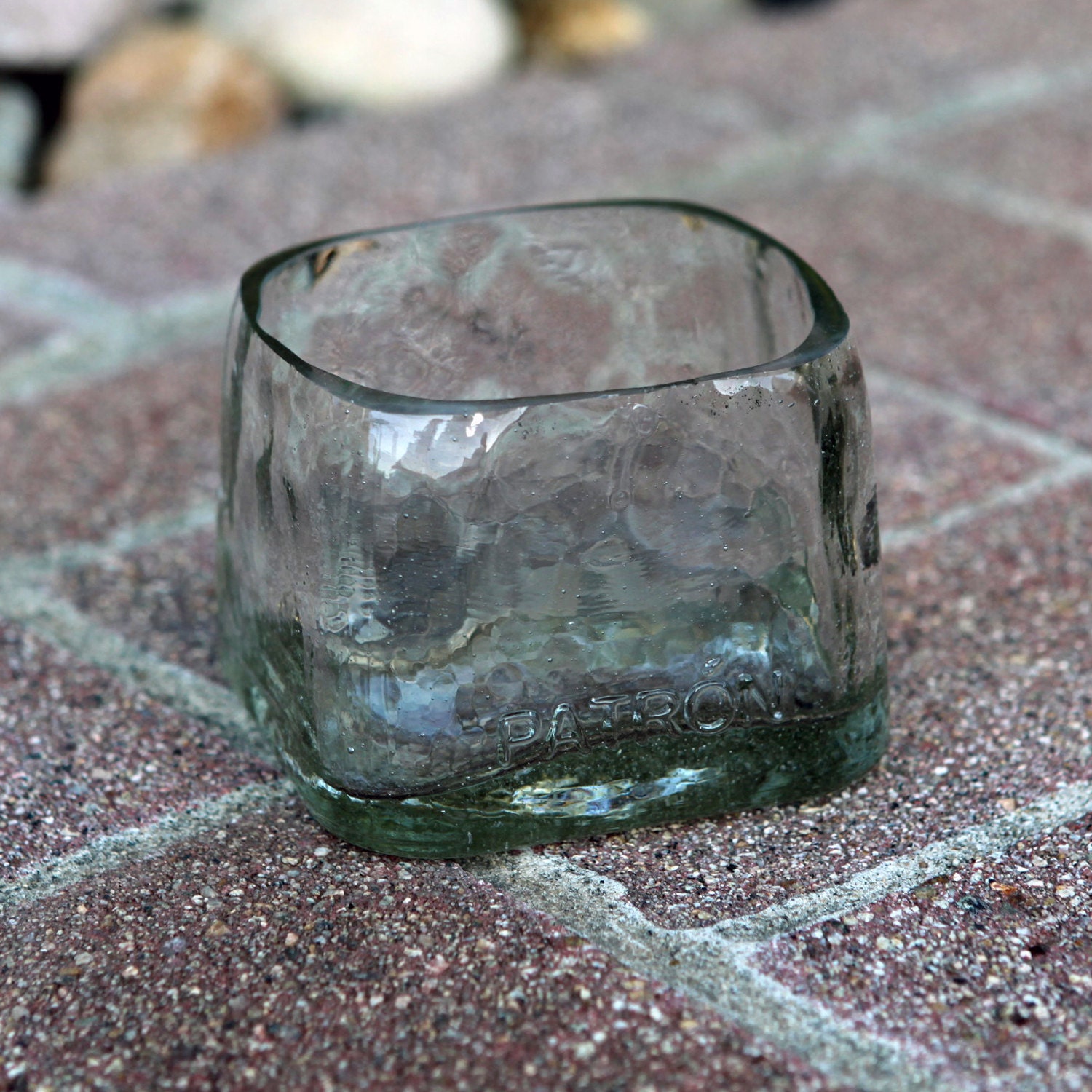 Patron Tequila Salsa Bowl made from an upcycled bottle