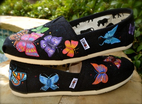Butterfly Flutterby Themed Custom TOMS Shoes