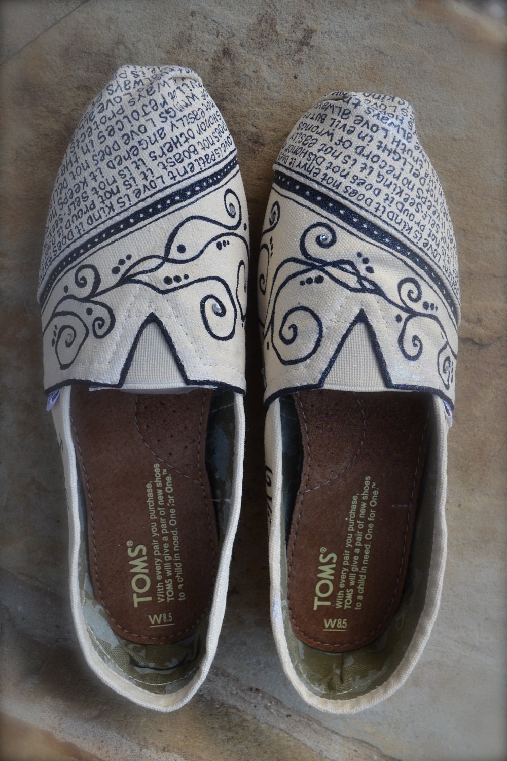 What is Love Theme - Ivory & Black Custom TOMS Shoes