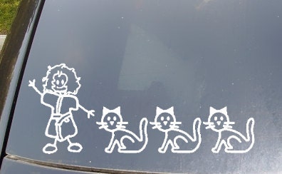 Crazy Cat Lady "Family" Car Sticker Set of 4