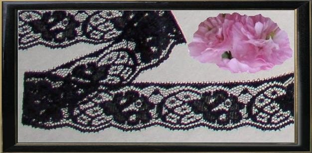 10 Yards Delicate Black Roses Lace Trim 1-1/4 inch wide Fabric Trim P13