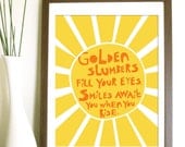 Modern Nursery Art Print- Golden Slumbers - 18X24 Inches, other sizes