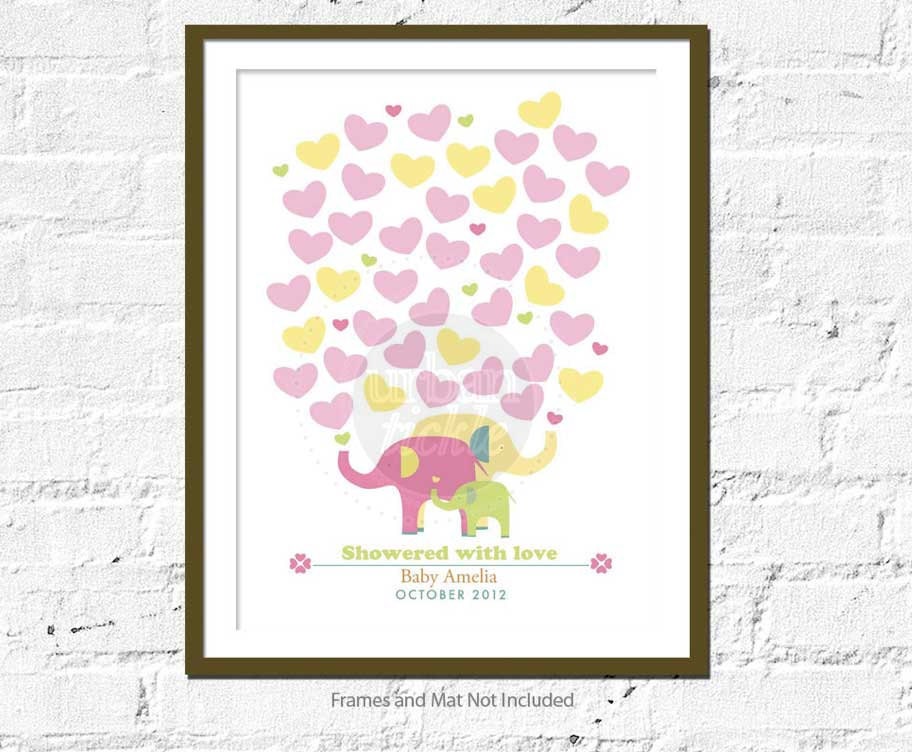 PRINTABLE Guestbook Baby Shower Poster - Elephant Showers - 16X20