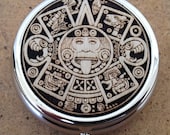 Aztec Wood Pocket  Pill Box - Pill Container