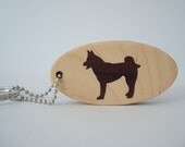 Akita  Key Chain Malamute Dog Keychain Chechen Wood Scroll Saw Hand Cut