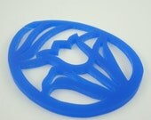 Easter Egg Ornament Flower Blue Decoration Hand Cut Acrylic Scroll Saw