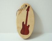 Guitar Key Chain Wood Scroll Saw Keychain Padauk Hand Cut