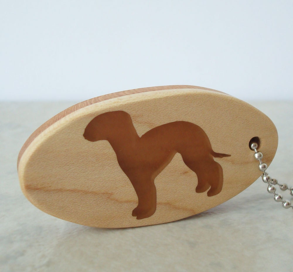 Bedlington Terrier Wood Key Chain Scrollsaw Keychain Cherry Hand Cut