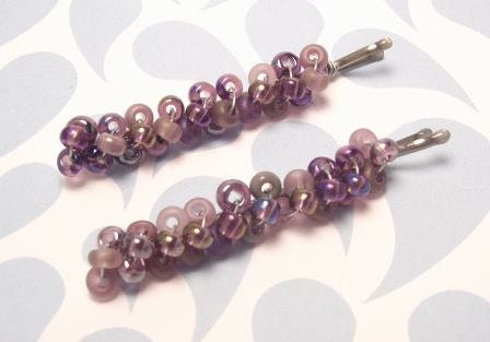 Amethyst Purple --beaded bobby pins